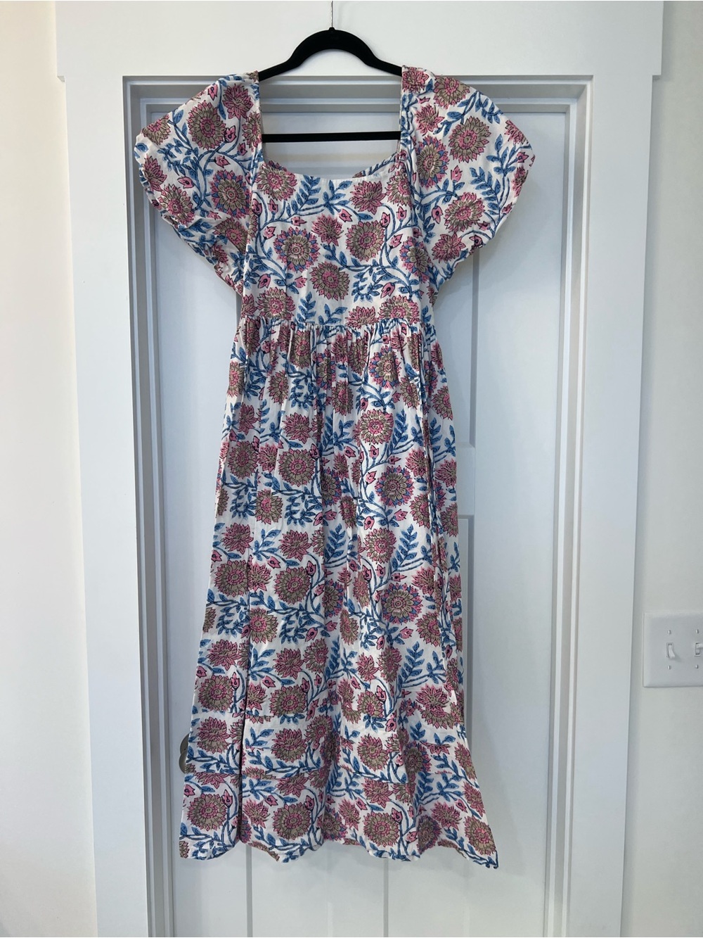 Women’s Floral Print Cotton Sundress - Pink & Blue